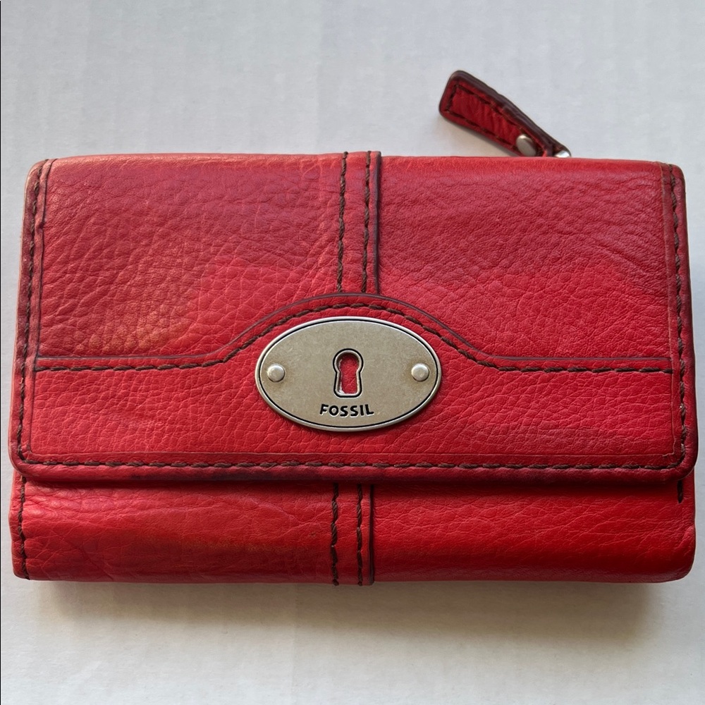 Fossil Cherry Red Leather Wallet